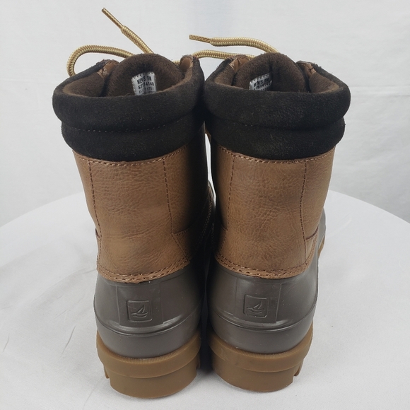 NWOB Sperry Men's Leather Upper Brown and Tan Duck Waterproof Boots Sz 9M - Picture 3 of 7
